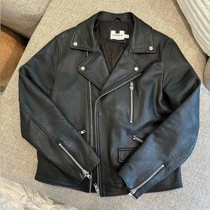 Topman Black Leather Biker Jacket